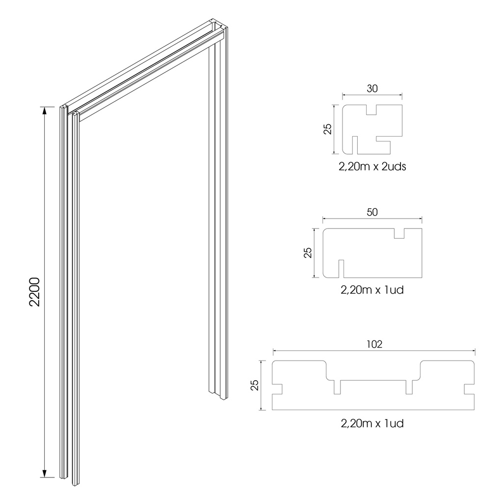 JAMB PLASTER KIT 100MM MDF PRECOATED WHITE