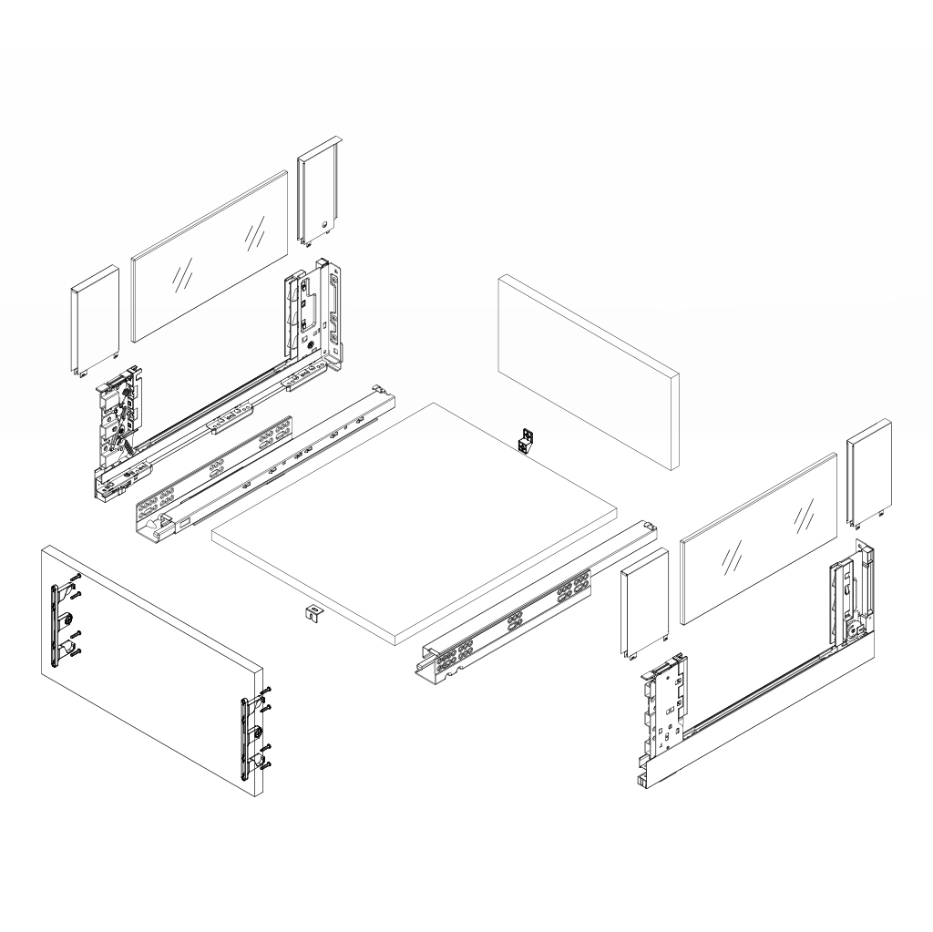 SLIM DRAWER W/CLEAR GLASS SIDE L500, WHITE