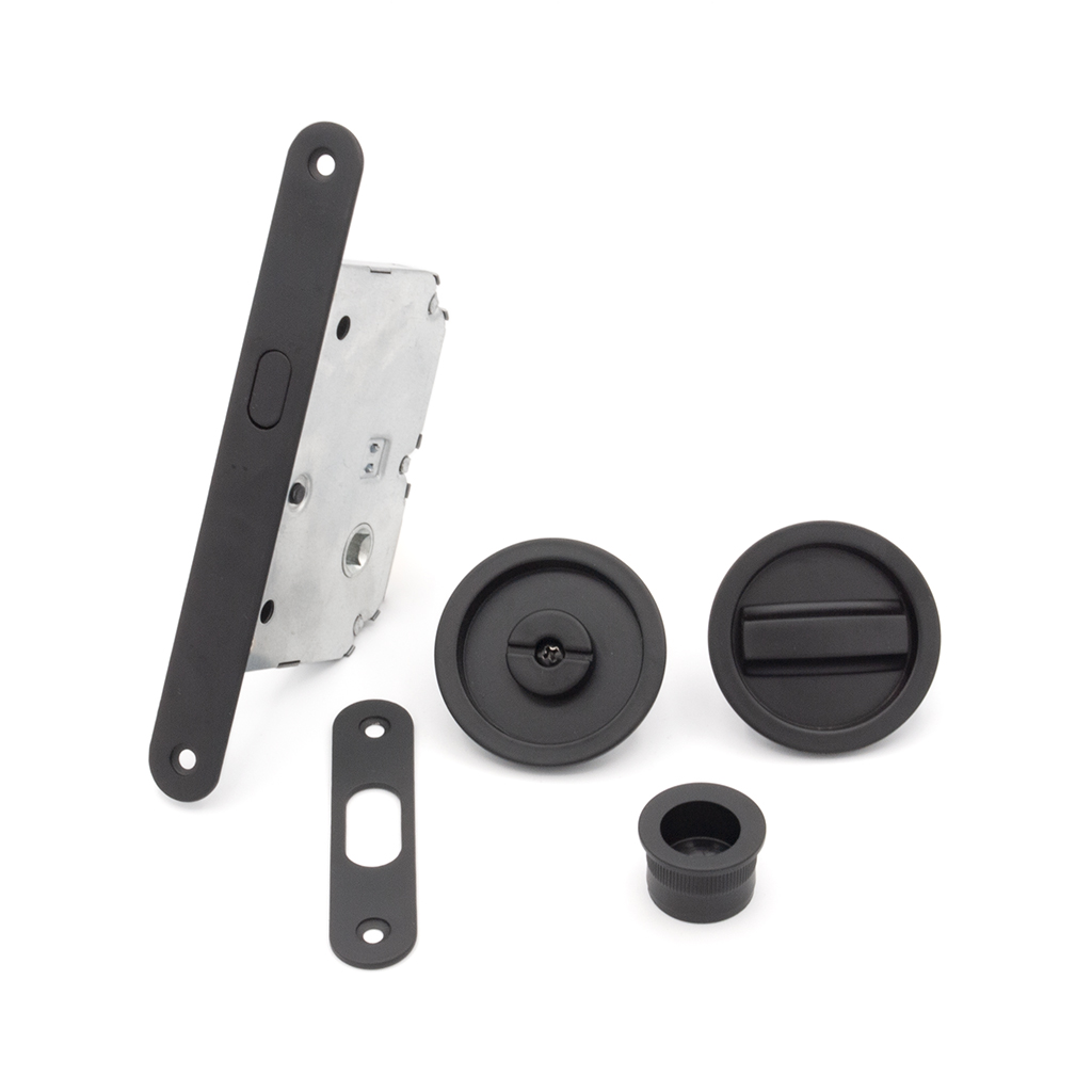KIT PTA CORREDERA REDONDO D56, C/CONDENA, NEGRO, FRENTE DE 16MM 