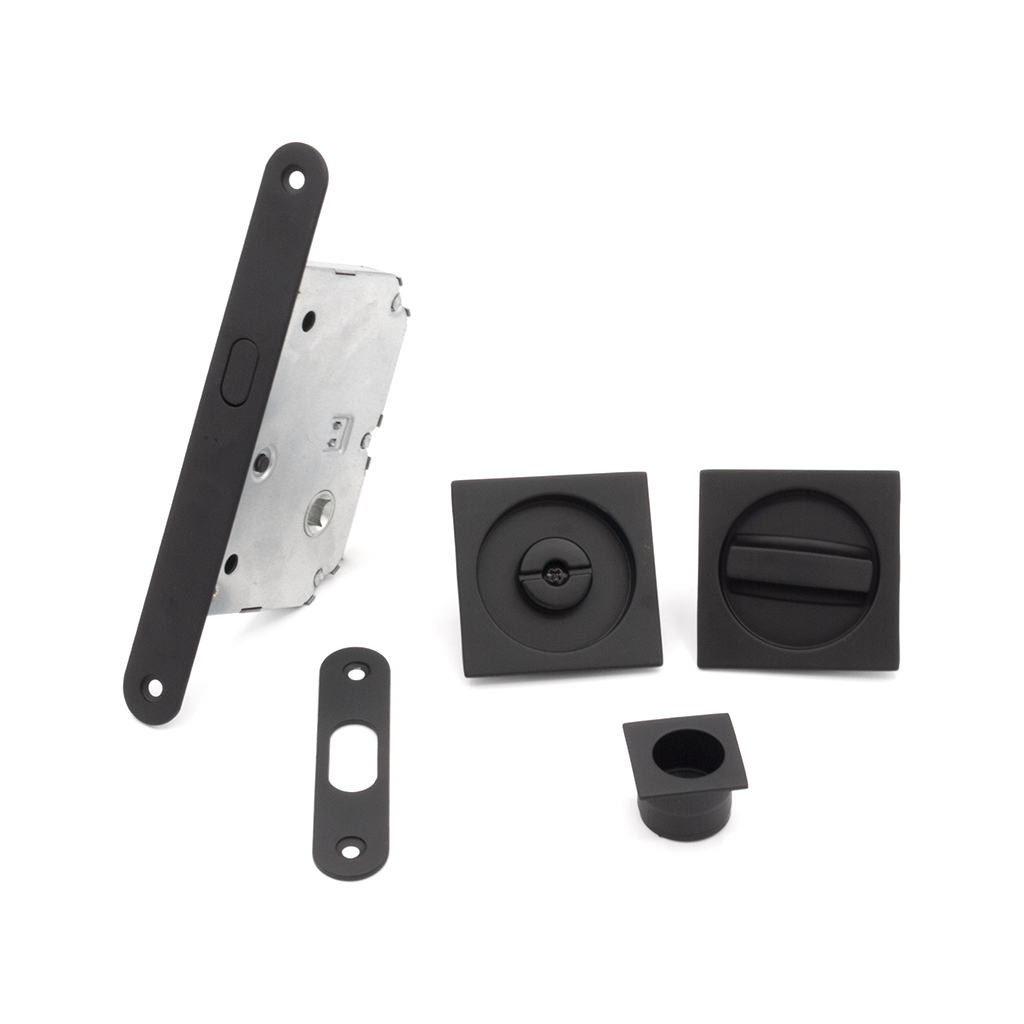 KIT PTA CORREDERA CUADRADO 50X50 C/CONDENA, NEGRO, FRENTE DE 16MM 