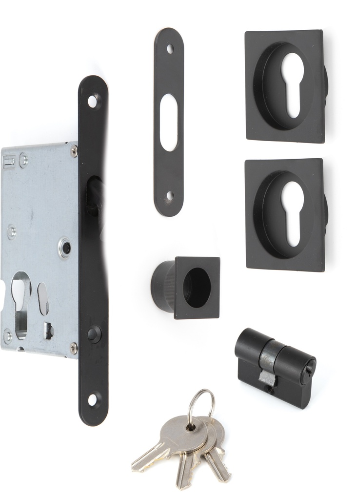 KIT PTA CORREDERA CUADRADO 50X50, C/BOMBILLO, NEGR, FRENTE DE 16MM 