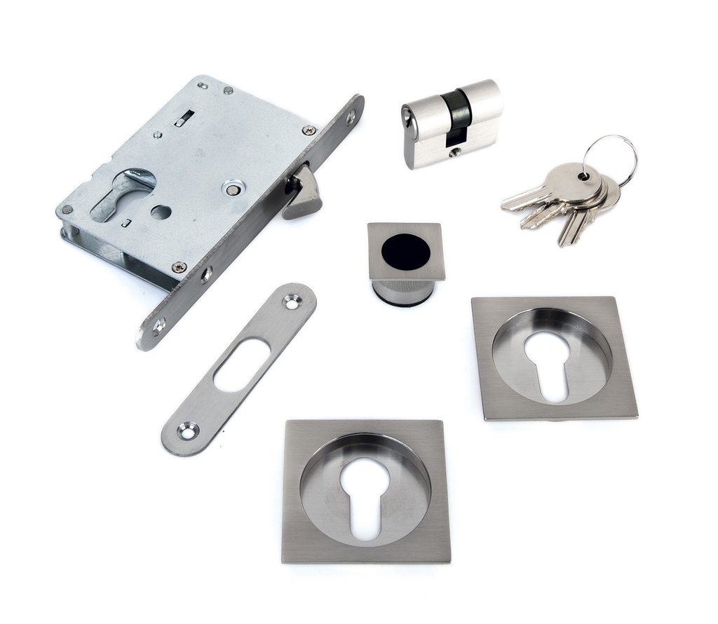 KIT PTA CORRED CUADRADO 50X50 C/BOMBILLO, SATINADO, FRENTE DE 16MM 
