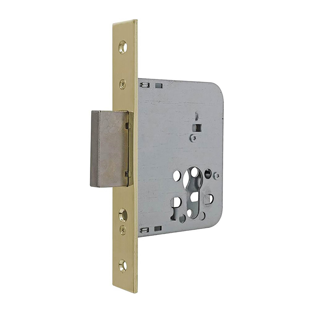 CERRADURA EMBUTIR SIMPLE, ENTRADA 50, C/CUAD LATON