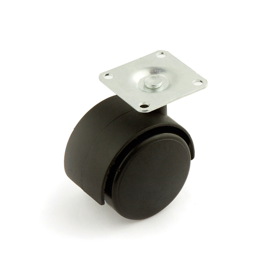 RUEDA NEGRA 40MM CON PLETINA 38X38