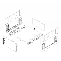 [B18550-GLASS] SLIM DRAWER W/CLEAR GLASS SIDE L500, WHITE