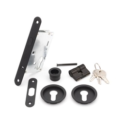 [P4120B NE] KIT PTA CORREDERA REDONDO D56 C/BOMBILLO, NEGRO
