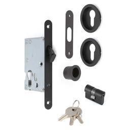 [P4120B NE16] KIT PTA CORREDERA REDONDO D56 C/BOMBILLO, NEGRO, FRENTE DE 16MM 