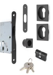[P5050B NE16] KIT PTA CORREDERA CUADRADO 50X50, C/BOMBILLO, NEGR, FRENTE DE 16MM 