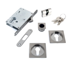 [P5050B SN16] KIT PTA CORRED CUADRADO 50X50 C/BOMBILLO, SATINADO, FRENTE DE 16MM 